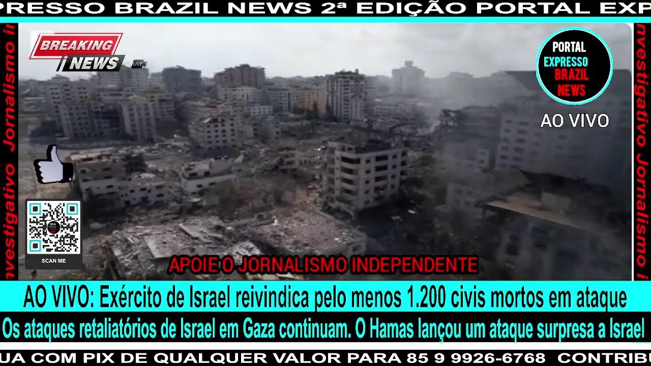 Ao Vivo - Exército de Israel reivindica pelo menos 1.200 civis mortos em ataque do Hamas - YouTube