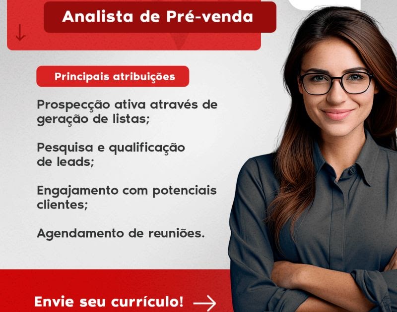 Lp8 Recursos Humanos, Gestão de Pessoas e Desenvolvimento Organizacional: VAGA - ANALISTA DE PRÉ-VENDA