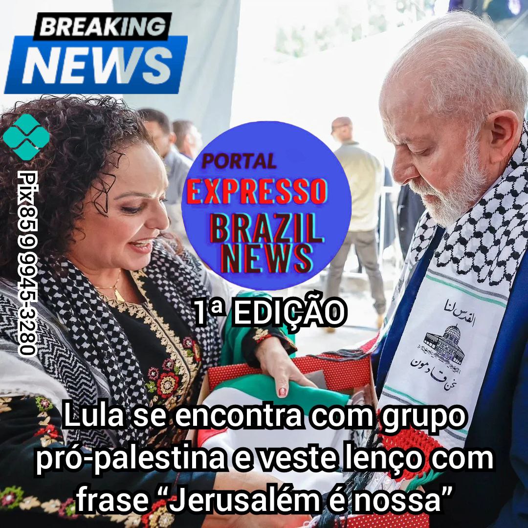 Lula se encontra com grupo pró-palestina e veste lenço com frase “Jerusalém é nossa”