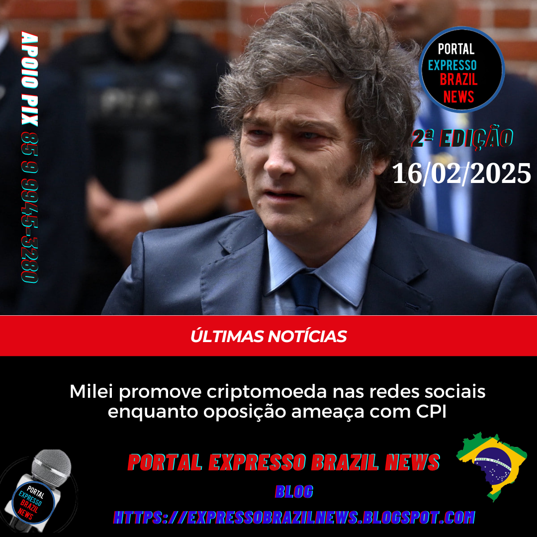 Milei promove criptomoeda nas redes sociais enquanto oposição ameaça com CPI