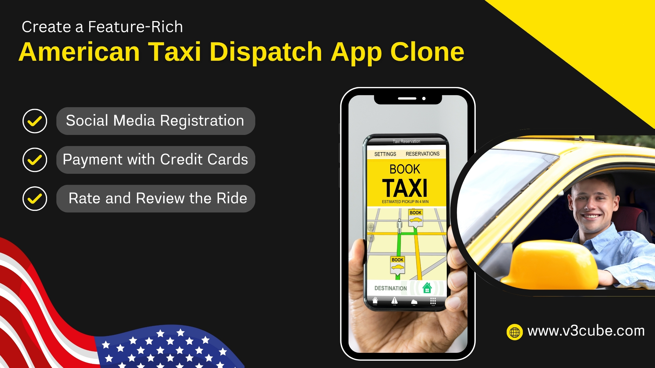 Create a Feature-Rich American Taxi Dispatch App Clone - TechApprove